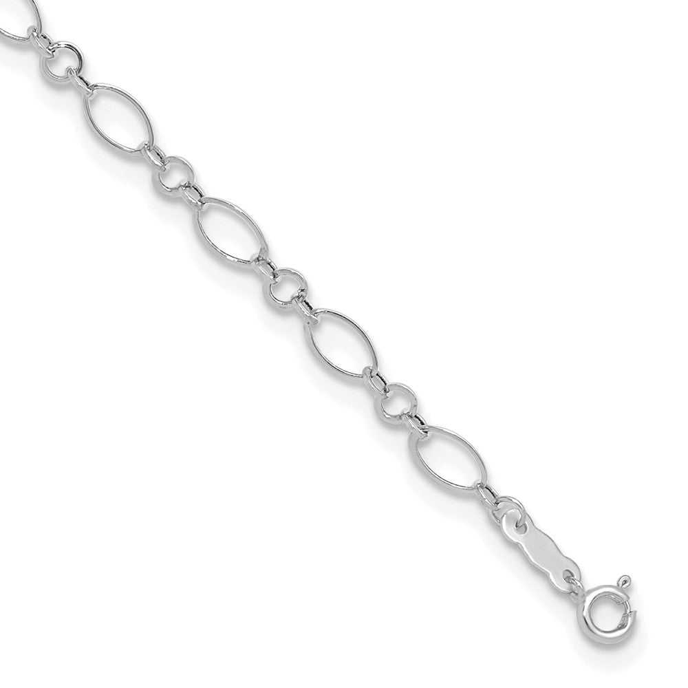 14k White Gold 4 mm Fancy Link 9in with 1in ext Anklet (1.16 grams)