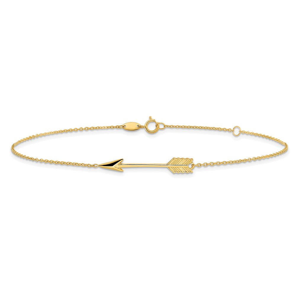 14k Yellow Gold 1 mm 4K Polished Arrow in Plus in ext. Anklet (1.45 grams)