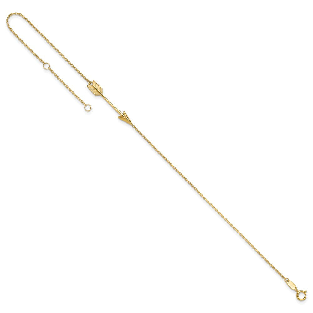 14k Yellow Gold 1 mm 4K Polished Arrow in Plus in ext. Anklet (1.45 grams)