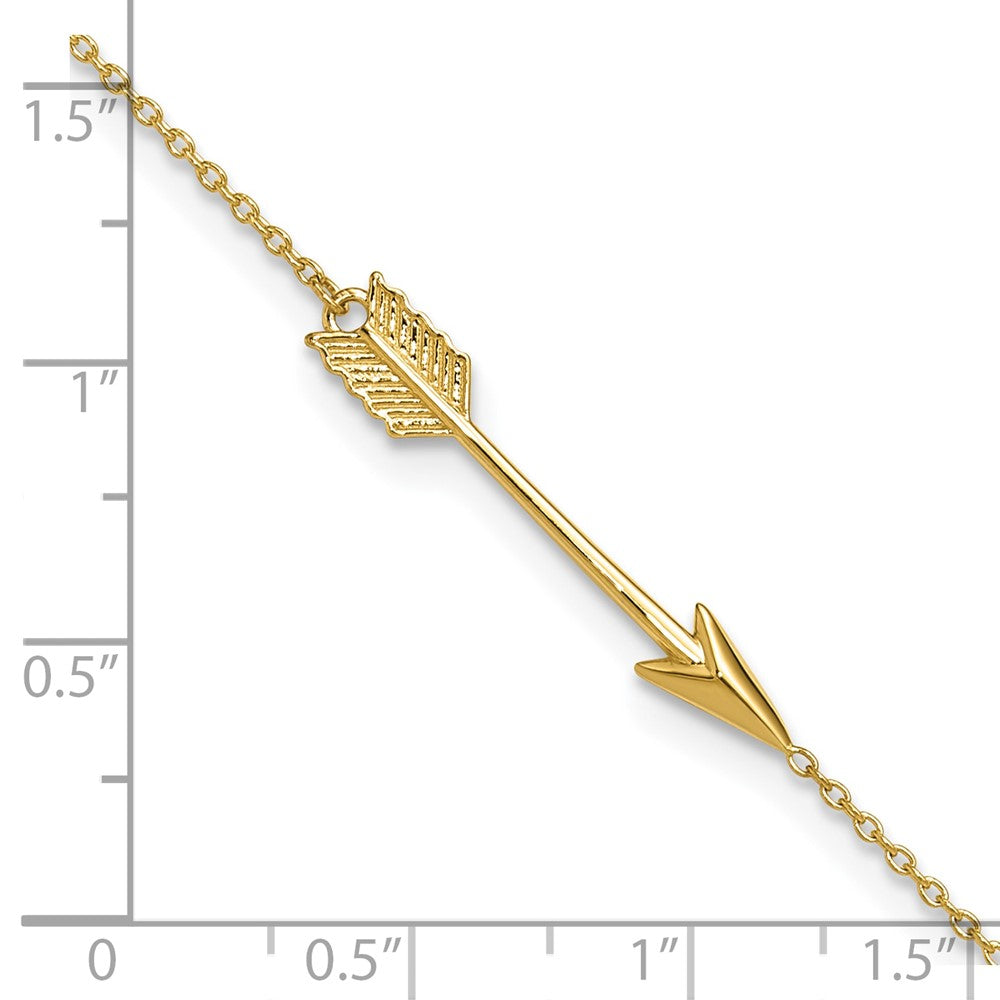 14k Yellow Gold 1 mm 4K Polished Arrow in Plus in ext. Anklet (1.45 grams)