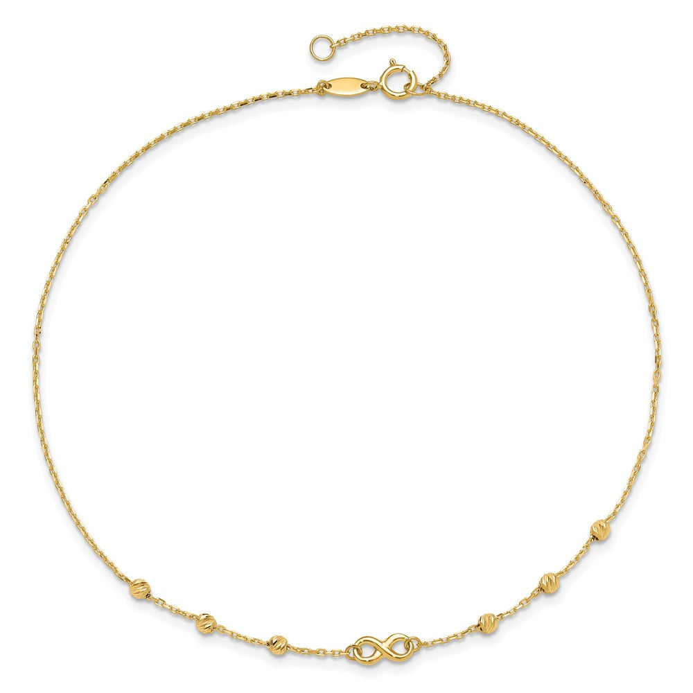 14k Yellow Gold 3.98 mm Infinity Symbol in Plus 1in ext. Anklet