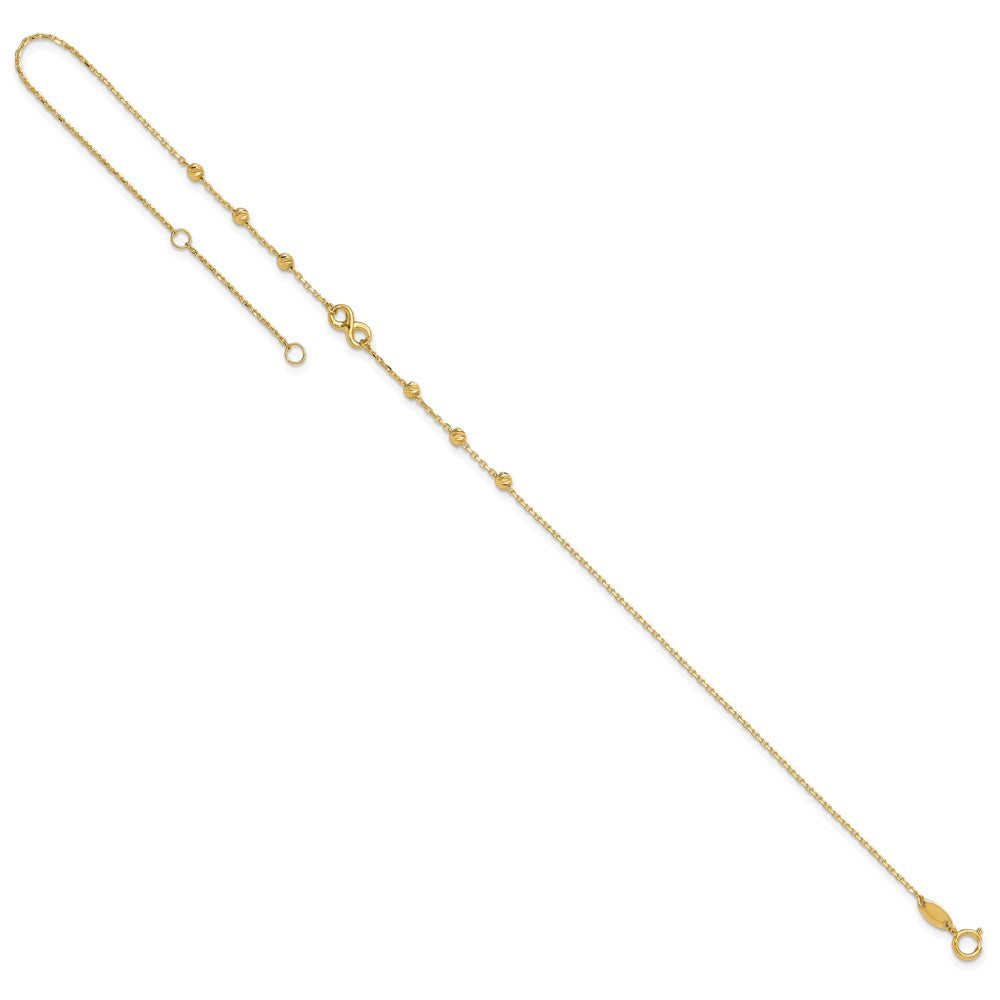 14k Yellow Gold 3.98 mm Infinity Symbol in Plus 1in ext. Anklet (1.19 grams)