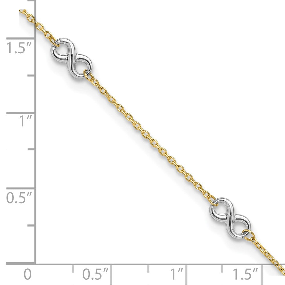 14k Two-tone 1 mm 4K Two-tone Polished Infinity in Plus in ext. Anklet (1.63 grams)