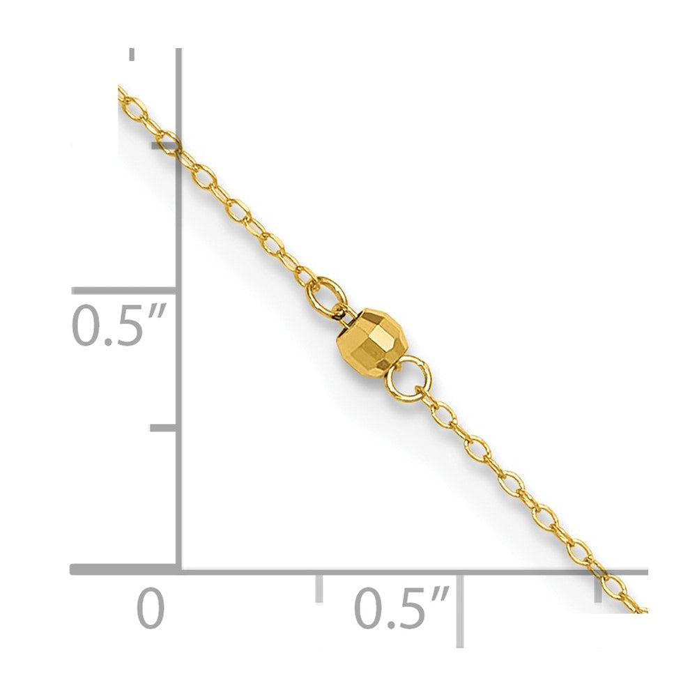 14k Yellow Gold 0.75 mm Mirror Beads in Plus 1in Ext Anklet (0.77 grams)