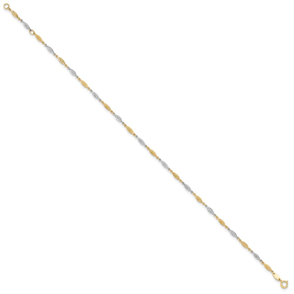 14k Two-tone 2 mm Two-tone Polished and Diamond-cut Infinity Link 9in Plus 1in ext. Ankle (2.11 grams)