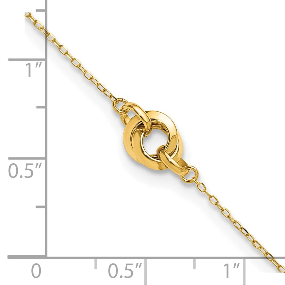 14k Yellow Gold 6.35 mm Polished Three Station Fancy Link 9in Plus 1in extension Anklet (1.38 grams)
