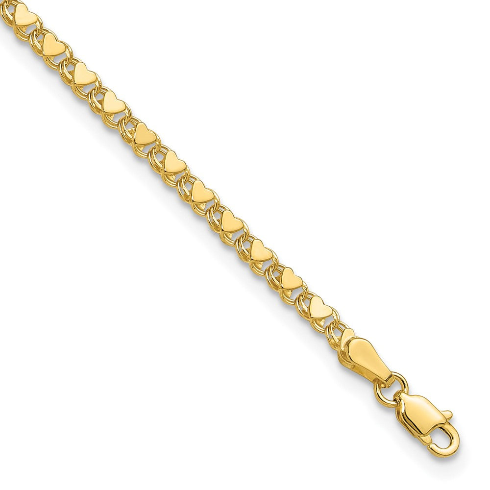 14k Yellow Gold 3.75 mm Polished Double-Sided Heart in Bracelet (3.32 grams)