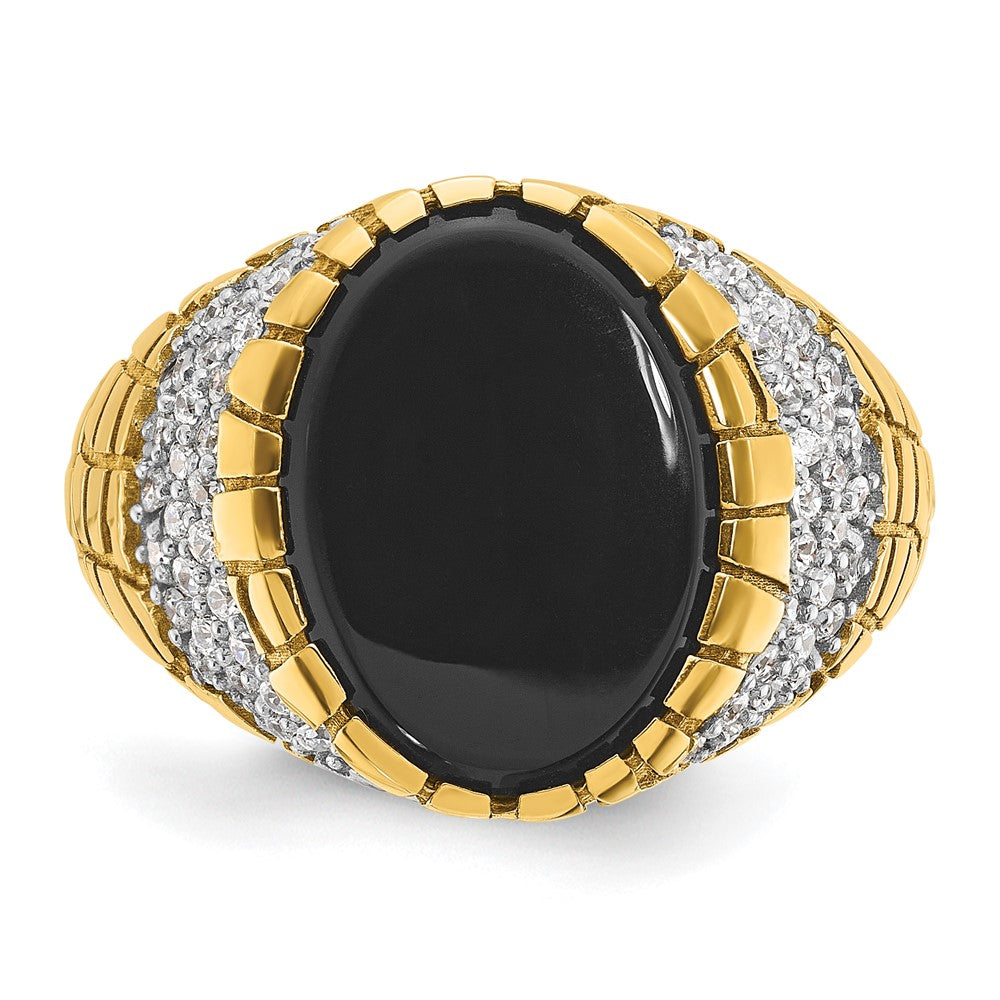 14k IBGoodman Men's Onyx and 7/8 carat Diamond Nugget Complete Ring (7.7 grams)