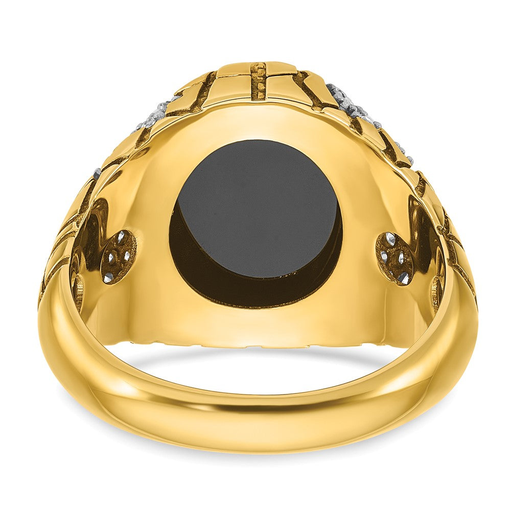 14k IBGoodman Men's Onyx and 7/8 carat Diamond Nugget Complete Ring (7.7 grams)