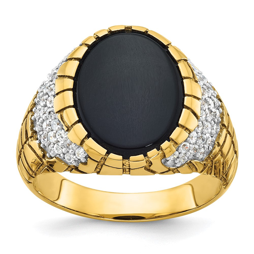 14k IBGoodman Men's Onyx and 7/8 carat Diamond Nugget Complete Ring (7.7 grams)