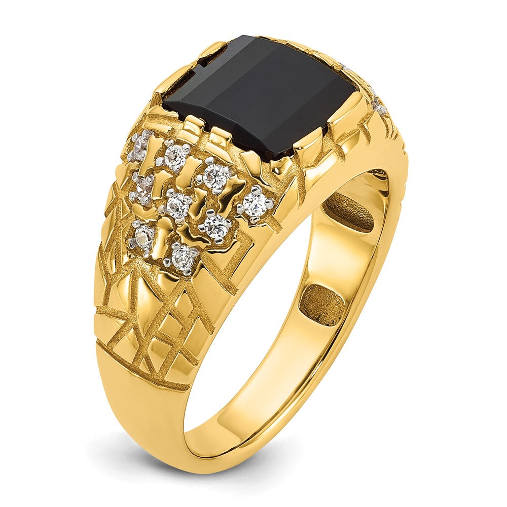 14k IBGoodman Men's Onyx and 1/4 carat Diamond Nugget Complete Ring (7.32 grams)