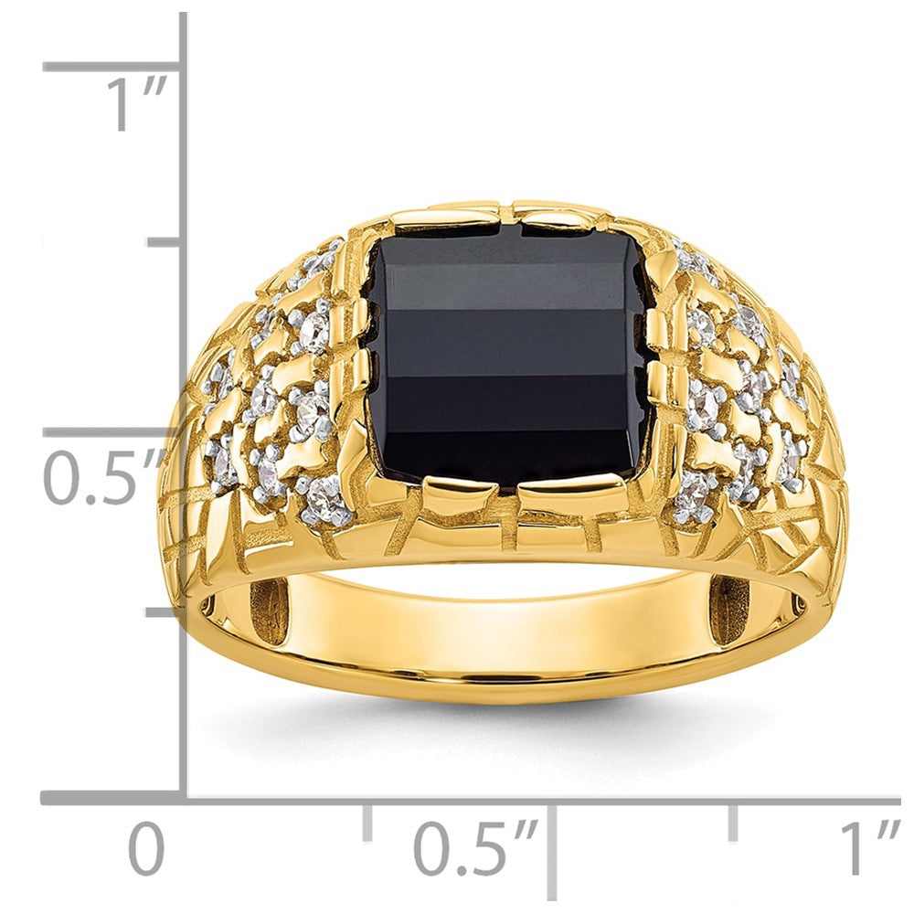 14k IBGoodman Men's Onyx and 1/4 carat Diamond Nugget Complete Ring (7.32 grams)