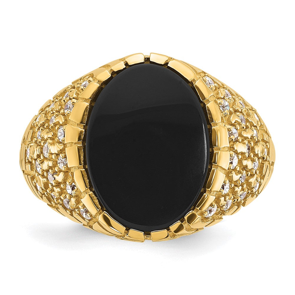 14k IBGoodman Men's Onyx and 1/2 carat Diamond Nugget Complete Ring (7.51 grams)