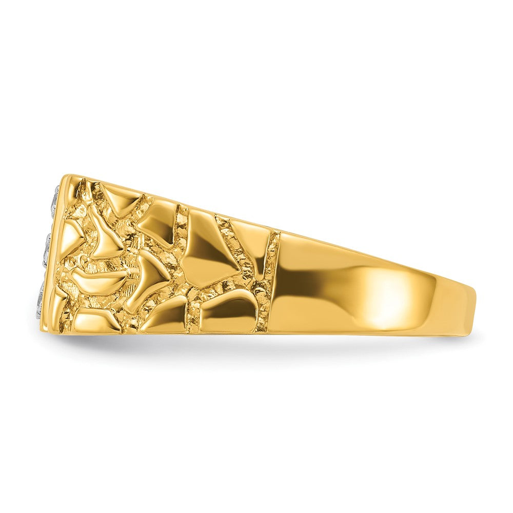 IBGoodman 14k .02 carat Lab Grown Diamond VS/SI+ G+ Complete Textured Men's Nugget Ring (5.32 grams)