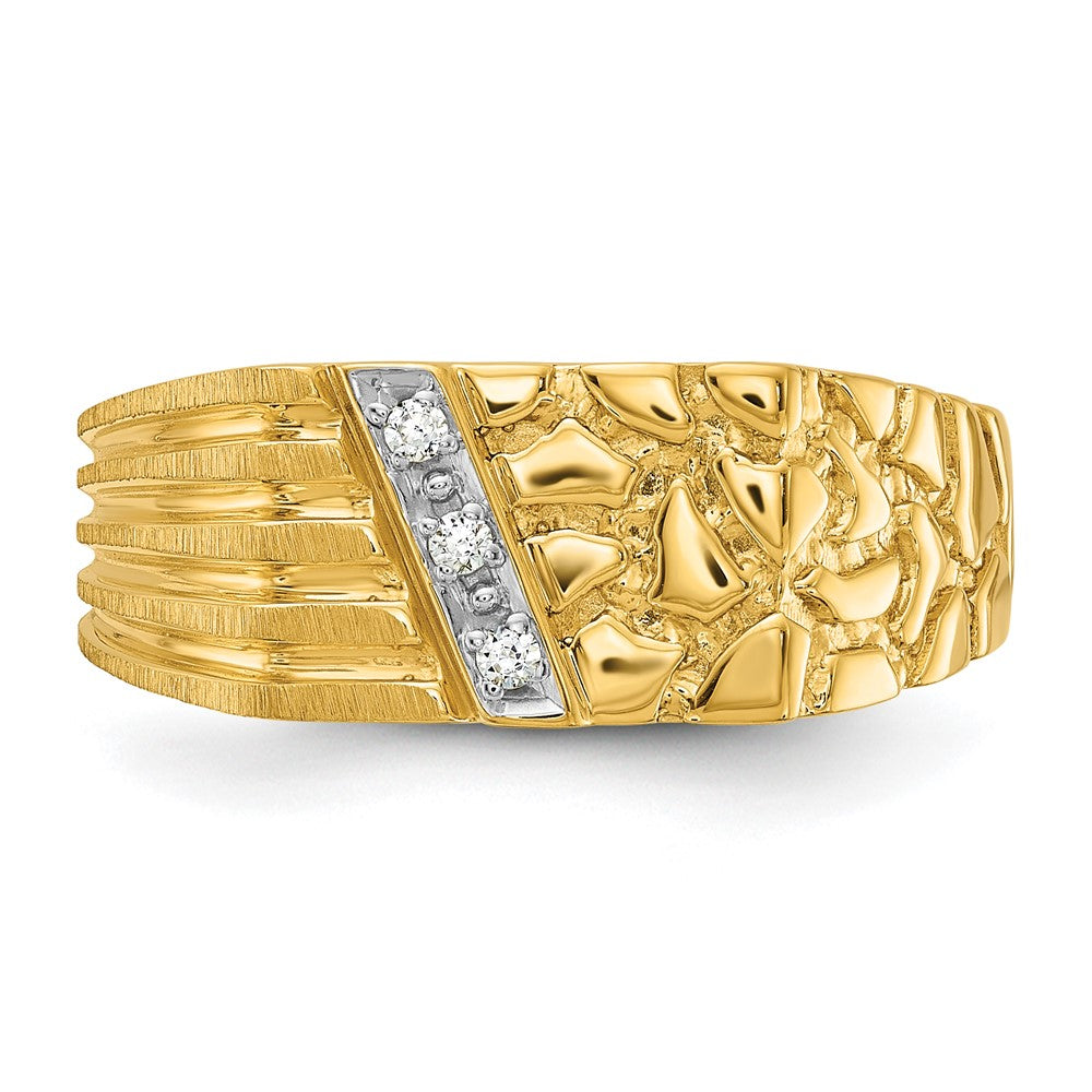 IBGoodman 14k .02 carat Lab Grown Diamond VS/SI+ G+ Complete Textured Men's Nugget Ring (5.32 grams)