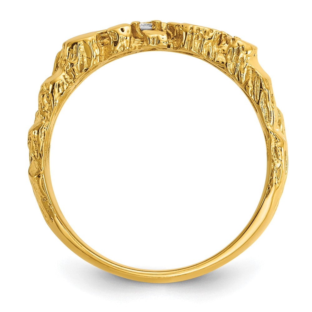 14k IBGoodman Men's Polished Nugget Textured Ring Mounting (7.39 grams)