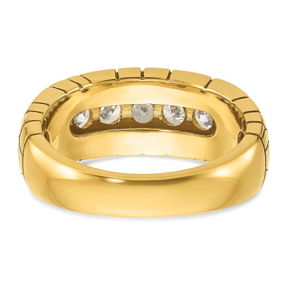 IBGoodman 14k Men's Polished and Nugget Texture 7-Stone 1 Carat AA Quality Diamond Ring (6.94 grams)