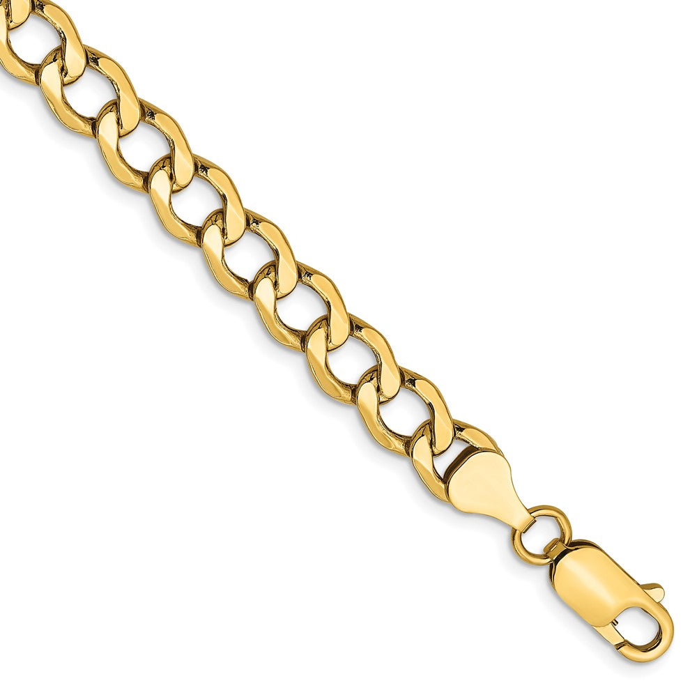 14k 6.5mm Semi-Solid Curb Chain Bracelet (5.33 grams)