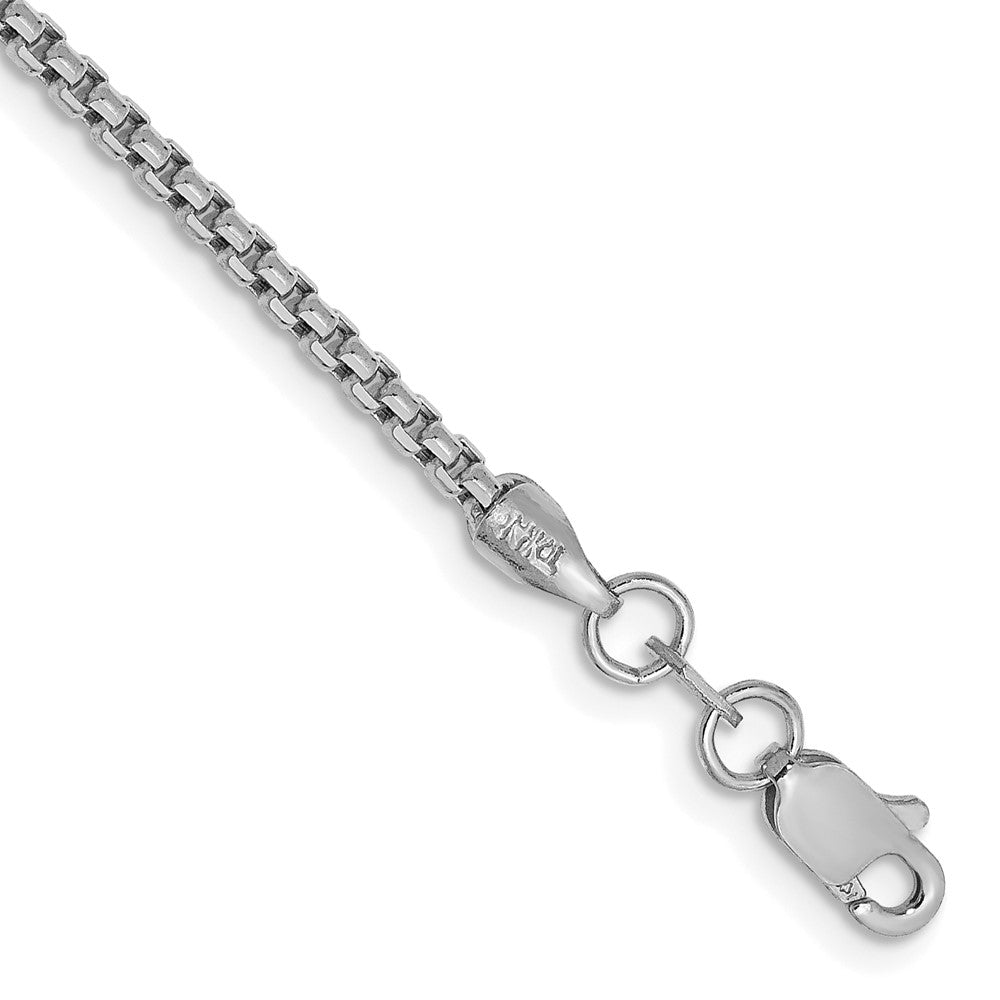 14k WG 1.75mm Semi-Solid Round Box Chain Bracelet (1.63 grams)