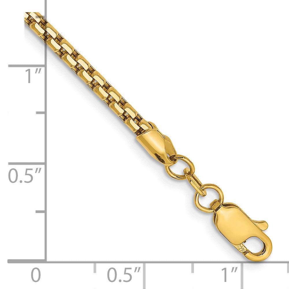 14k 2.45mm Semi-Solid Round Box Chain Bracelet (2.60 grams)