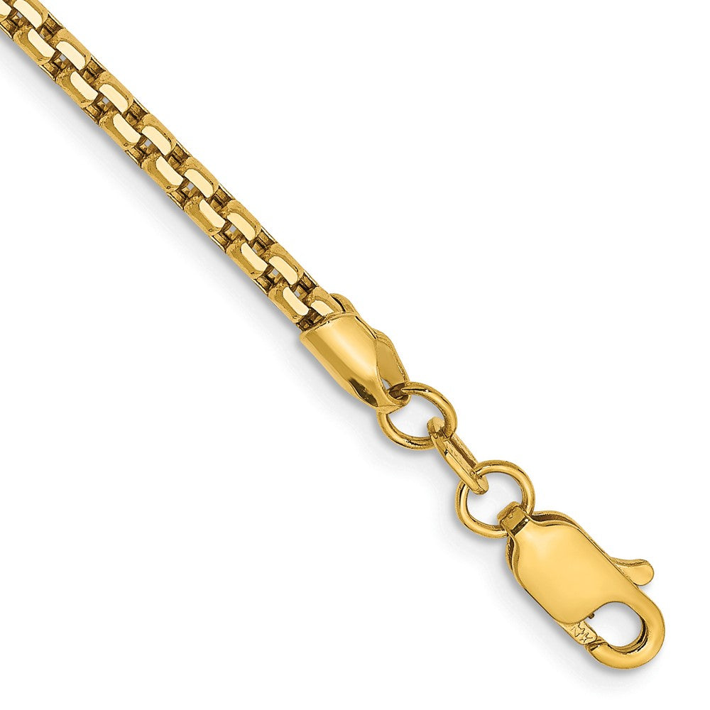 14k 2.45mm Semi-Solid Round Box Chain Bracelet (2.60 grams)