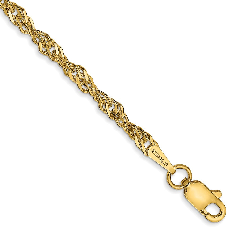 14k 2.75mm Lightweight Singapore Chain Bracelet (1.58 grams)