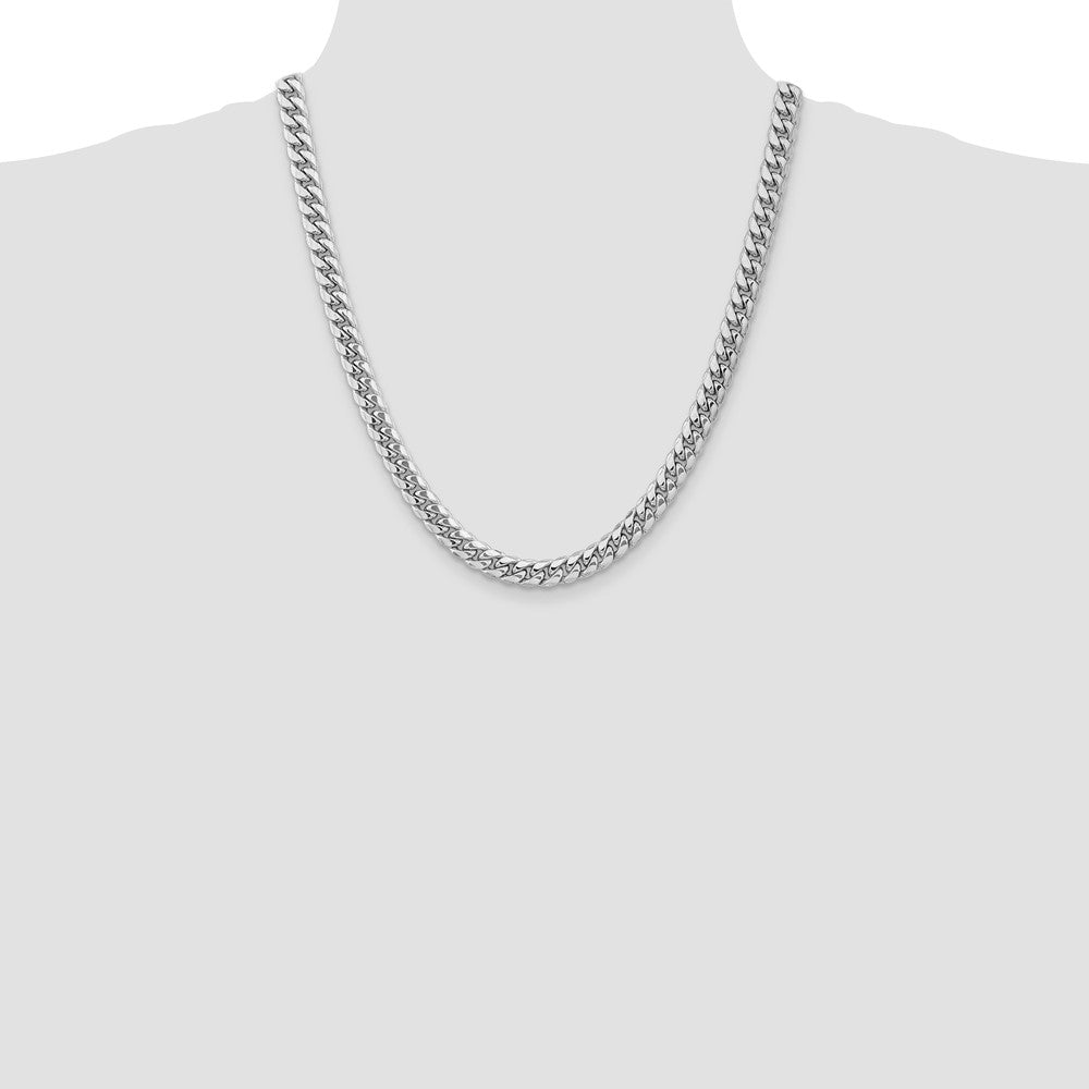 14k WG 7.3mm Semi-Solid Miami Cuban Chain (26.84 grams)