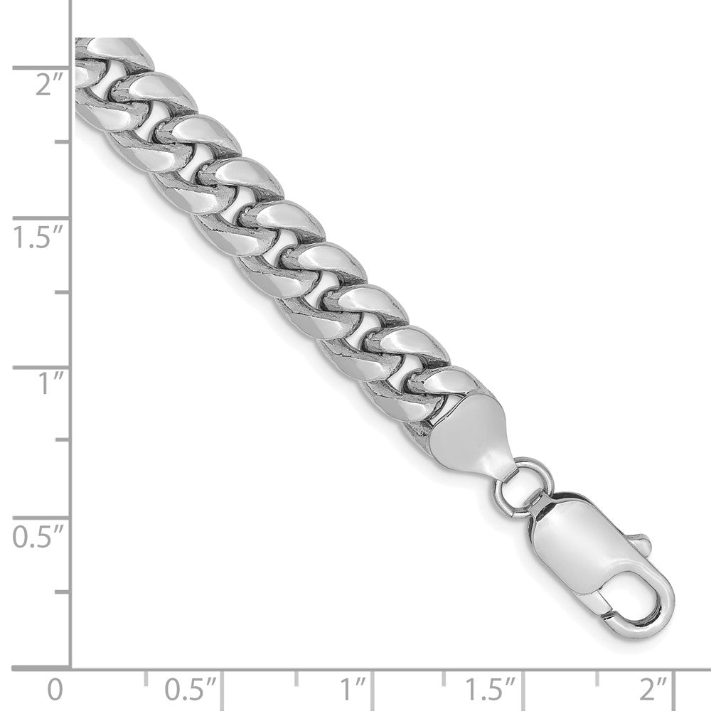 14k WG 7.3mm Semi-Solid Miami Cuban Chain Bracelet (11.10 grams)