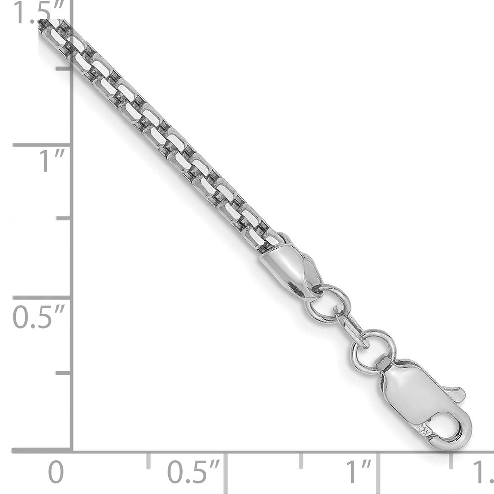 14k WG 2.45mm Semi-Solid Round Box Chain Bracelet (2.58 grams)