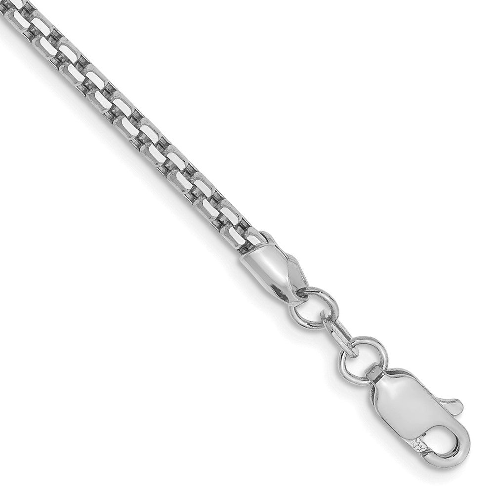 14k WG 2.45mm Semi-Solid Round Box Chain Bracelet (2.58 grams)