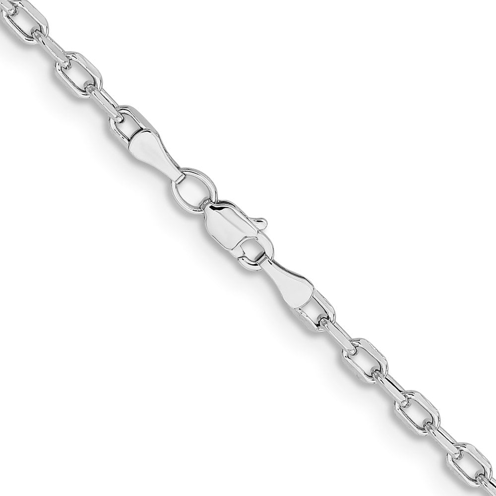 14k White Gold 3mm Semi-solid D/C Open Link Cable Chain (4.30 grams)