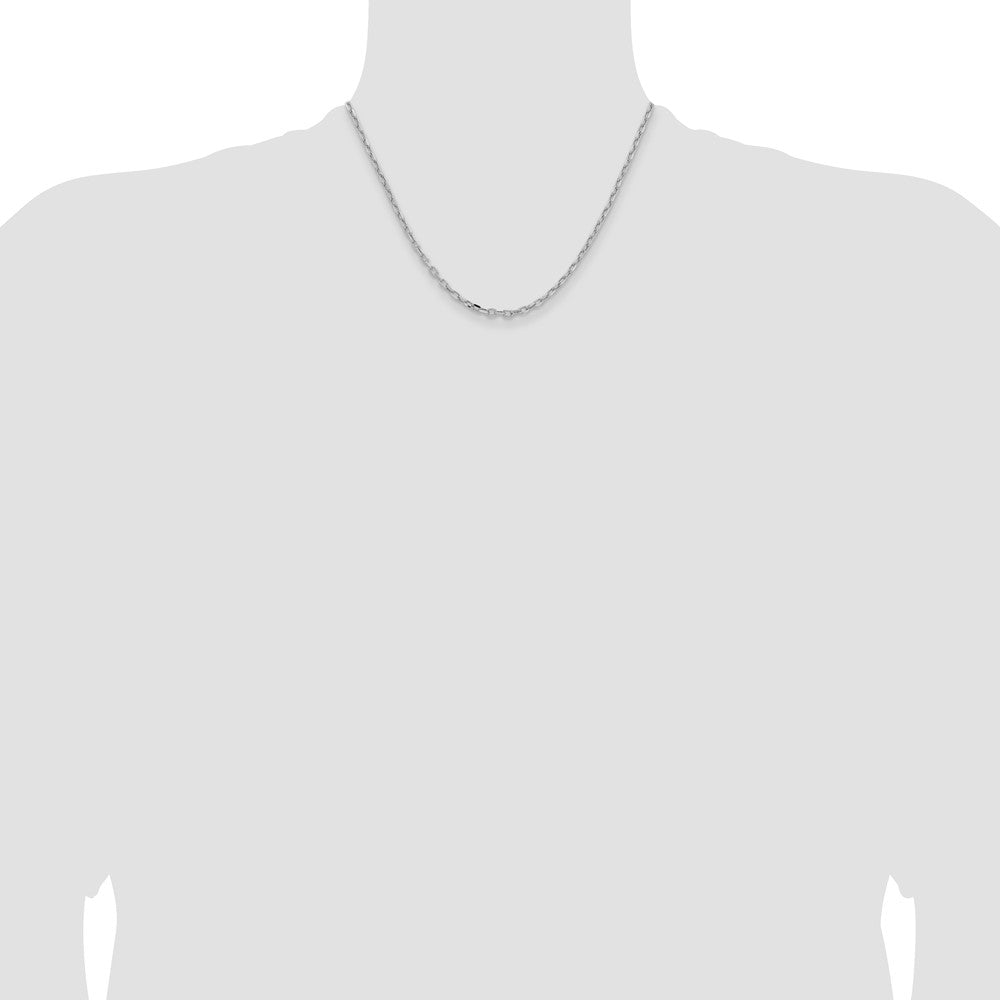 14k White Gold 3mm Semi-solid D/C Open Link Cable Chain (4.30 grams)