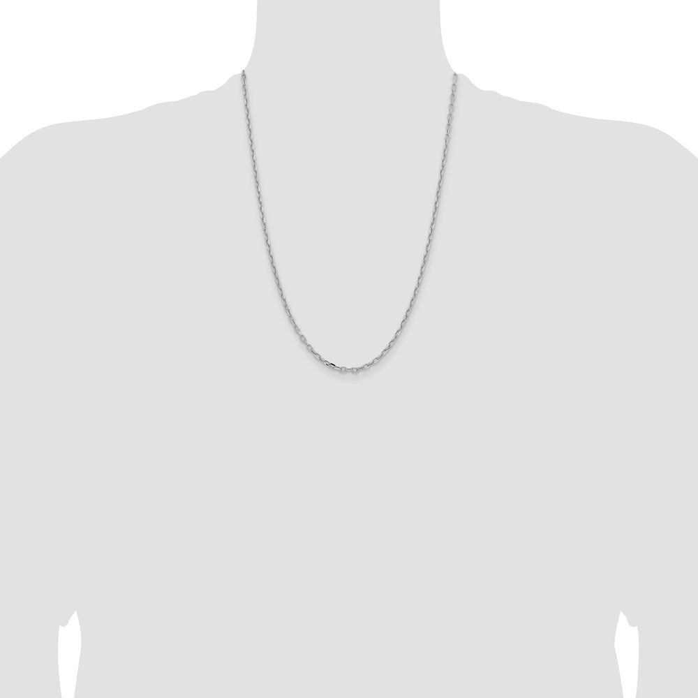 14k White Gold 3mm Semi-solid D/C Open Link Cable Chain (4.30 grams)