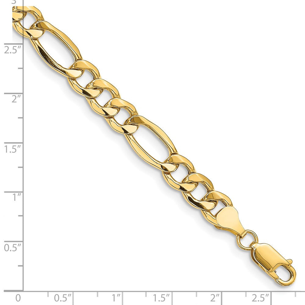 14k 8.5mm Semi-Solid Figaro Chain Bracelet (7.24 grams)