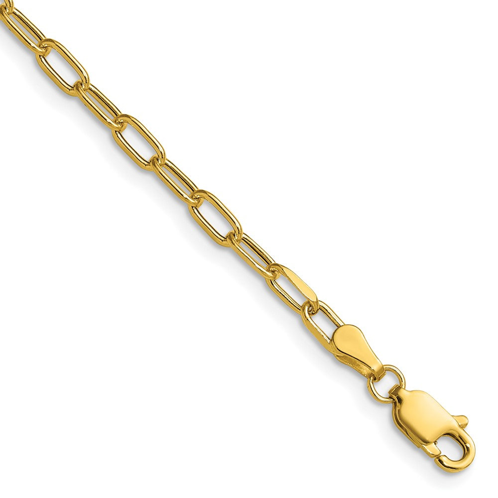 14k 3.0mm Semi-Solid Beveled Paperclip Chain Bracelet (1.85 grams)