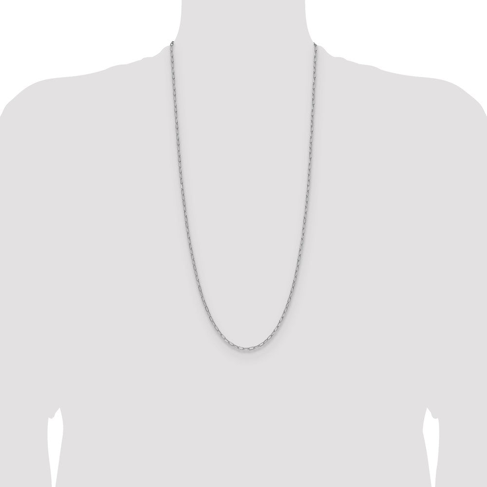 14k White Gold 3.0mm Semi-Solid Beveled Paperclip Chain (3.04 grams)