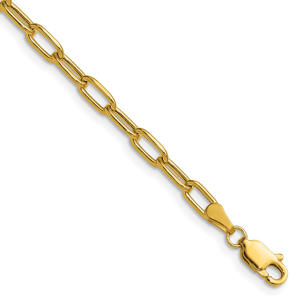 14k 3.7mm Semi-Solid Beveled Paperclip Chain Bracelet (2.16 grams)