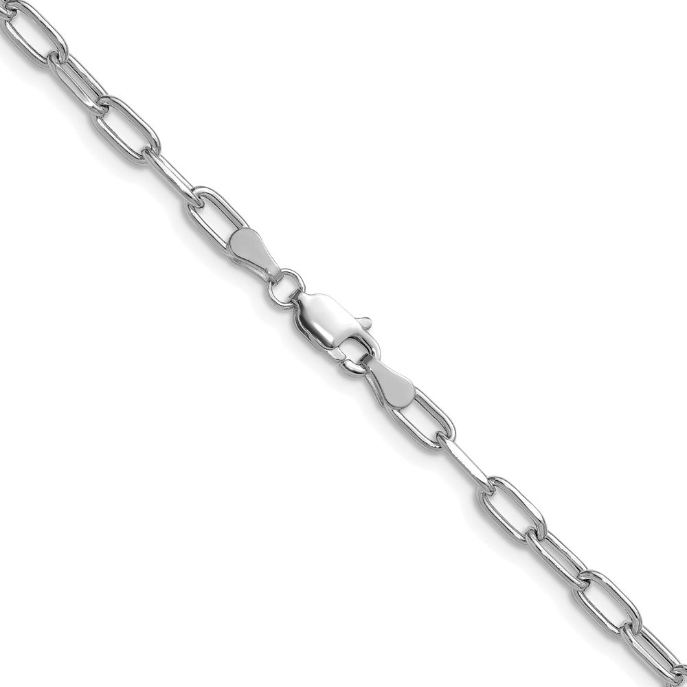 14k White Gold 3.7mm Semi-Solid Beveled Paperclip Chain Bracelet (2.26 grams)