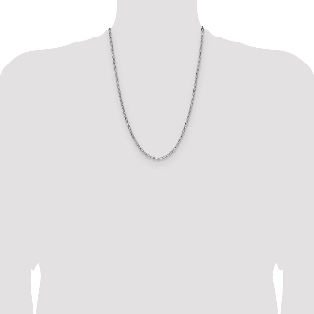 14k White Gold 3.7mm Semi-Solid Beveled Paperclip Chain (4.38 grams)