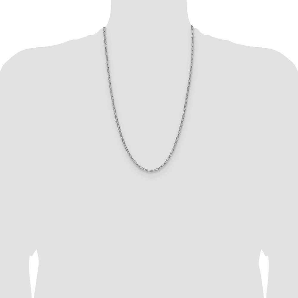 14k White Gold 3.7mm Semi-Solid Beveled Paperclip Chain (4.38 grams)