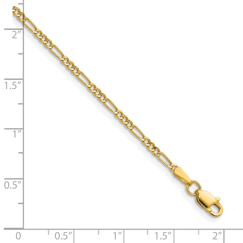 14k 1.9mm Semi-Solid Figaro Chain Bracelet (0.89 grams)