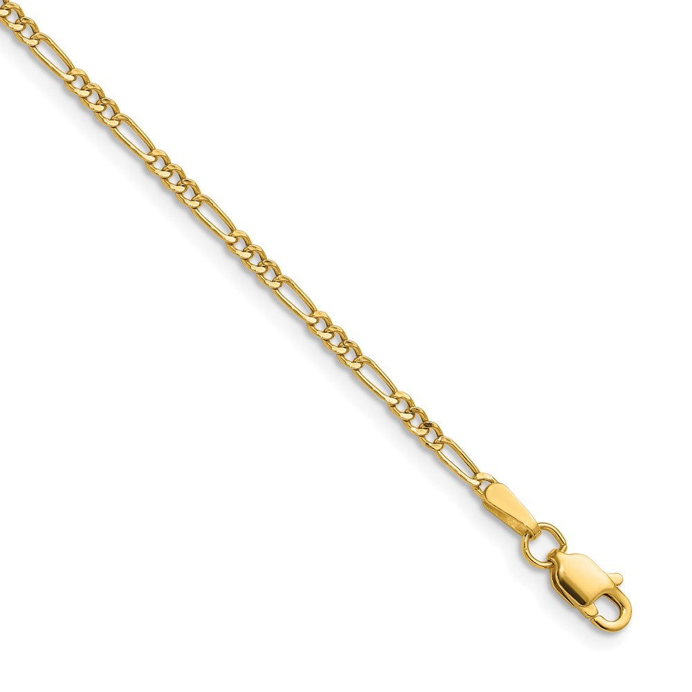 14k 1.9mm Semi-Solid Figaro Chain Bracelet (0.89 grams)
