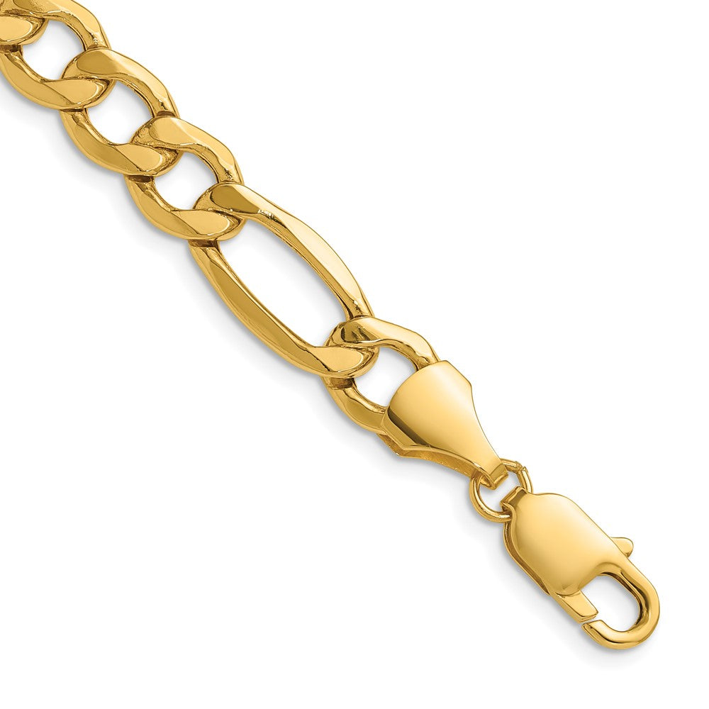 14k 9.4mm Semi-Solid Figaro Chain Bracelet (10.23 grams)