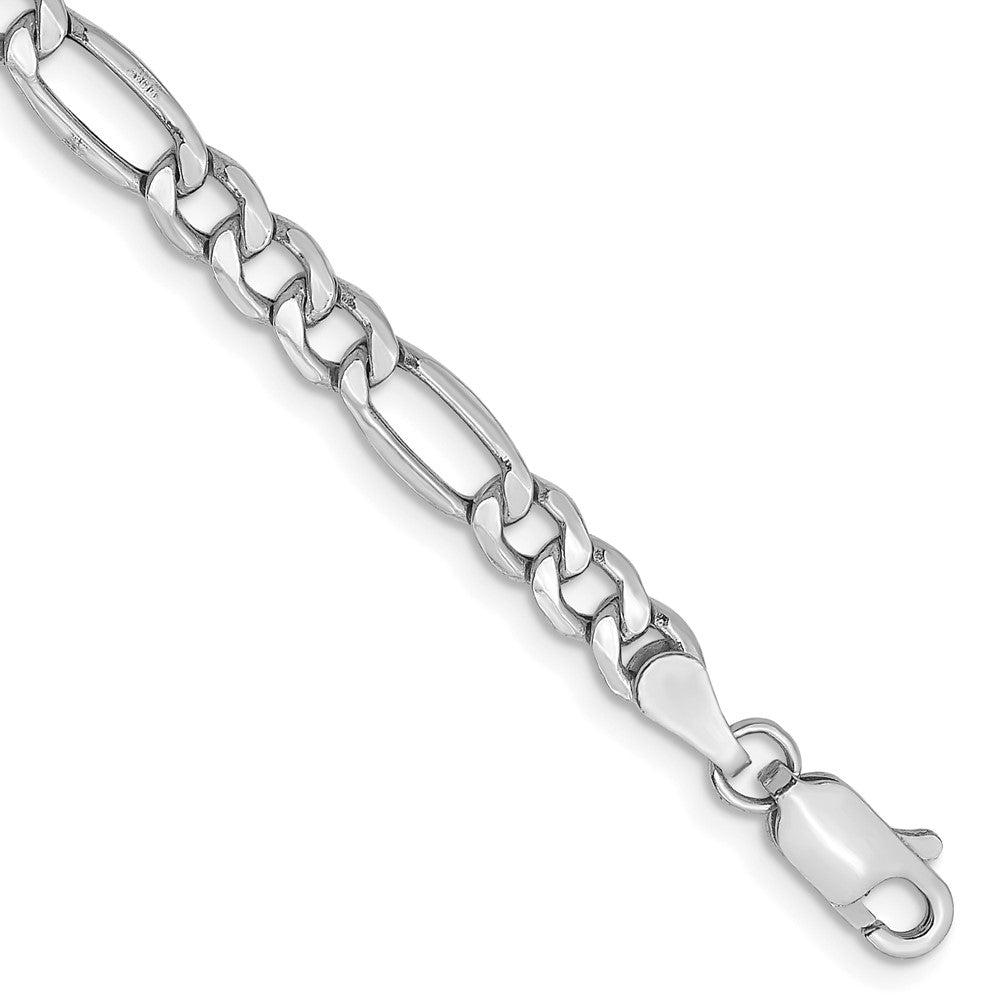 14k WG 4.4mm Semi-Solid Figaro Chain Bracelet (2.35 grams)