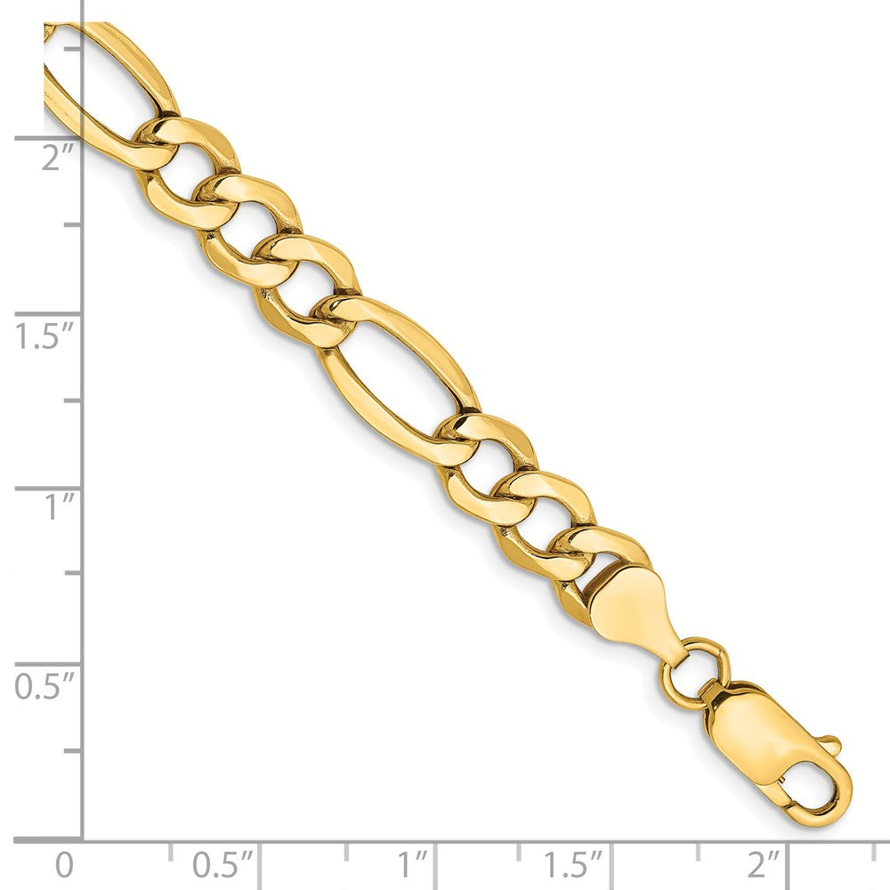 14k 7.3mm Semi-Solid Figaro Chain Bracelet (5.52 grams)