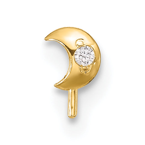 14k 23 Gauge CZ Moon Nose Stud (0.07 grams)