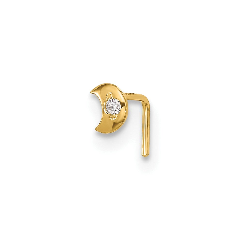 14k 23 Gauge CZ Moon Nose Stud (0.07 grams)