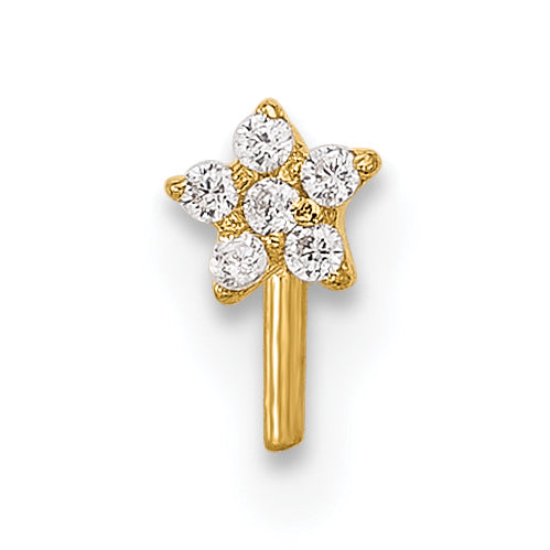 14k 22 Gauge CZ Star Nose Stud (0.1 grams)