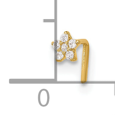 14k 22 Gauge CZ Star Nose Stud (0.1 grams)