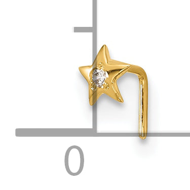 14k 23 Gauge CZ Star Nose Stud (0.08 grams)